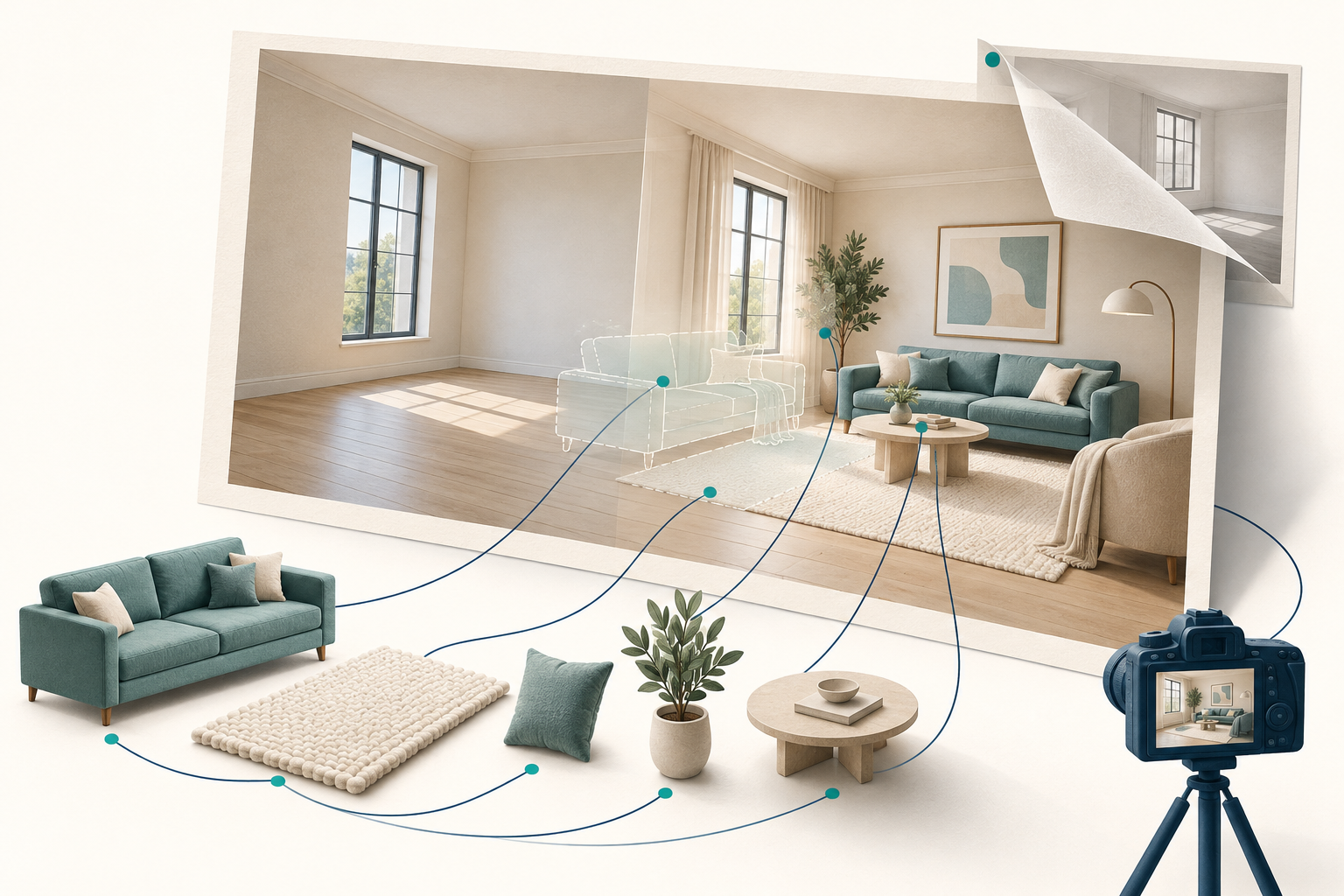 AI Virtual Staging 概念配图（非原站截图）