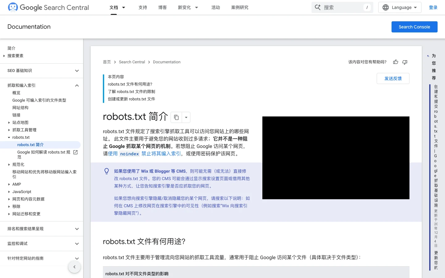 Google 文档对 robots.txt 的说明