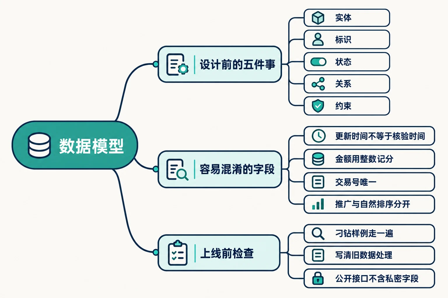 数据模型：项目、用户、订单和内容怎么设计 思维导图