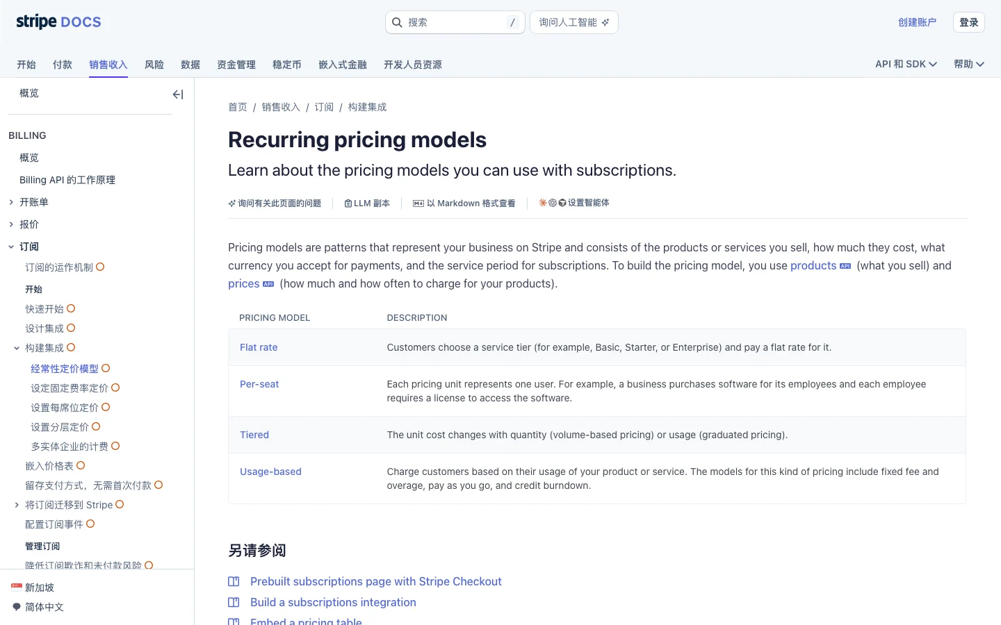 Stripe 订阅定价模型文档