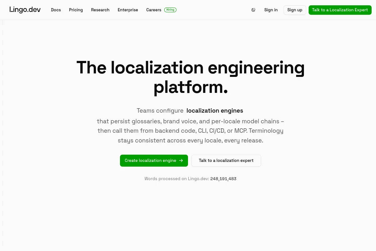 Lingo.dev 首页或项目页面截图