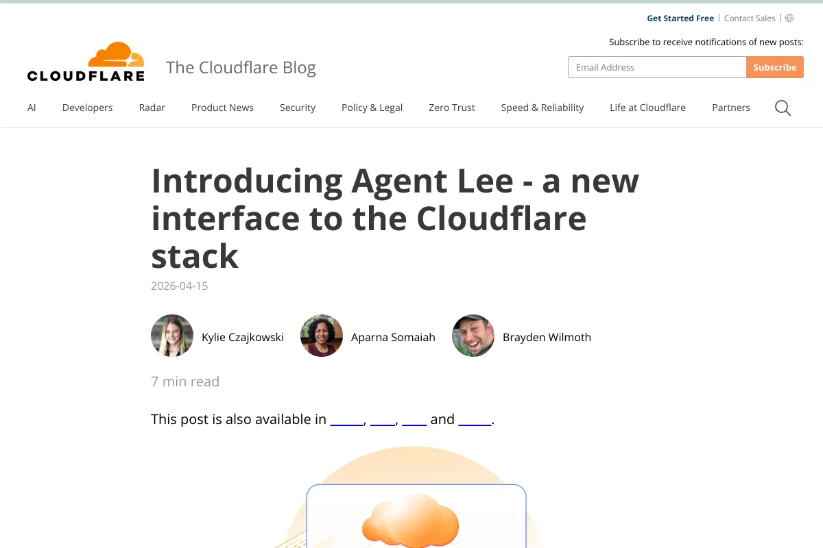 Cloudflare Agent Lee beta 日活 18K，Agent 工具调用正在走向产品化 配图